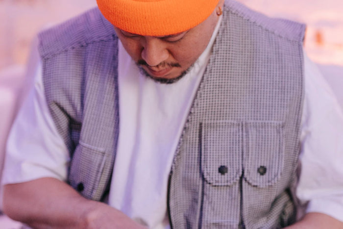 Music producer choosing beats in a studio